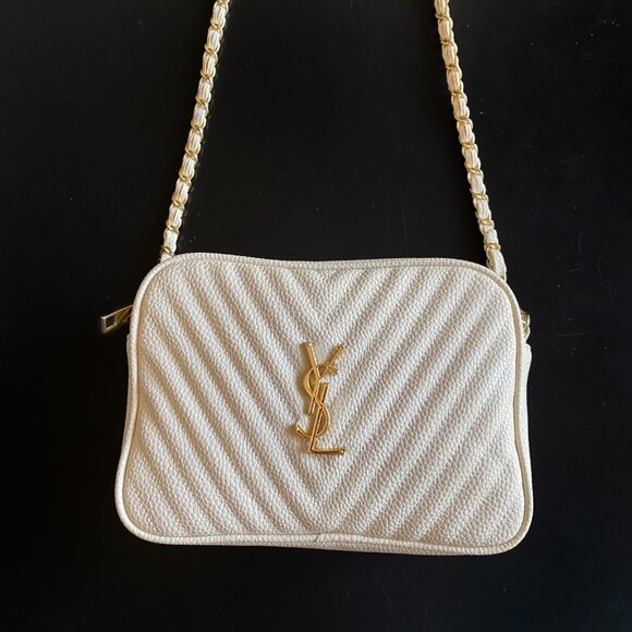 Saint Laurent Mini Lou Camera Grain De Poudre Matelasse Ivory Shoulder Bag - Picture 7 of 16